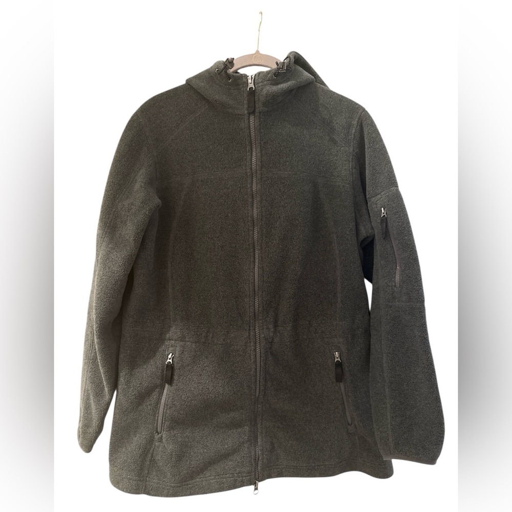 Land’s End Women’s Dark Gray Hooded Fleece Zip-Up Jacket - Size M/P
